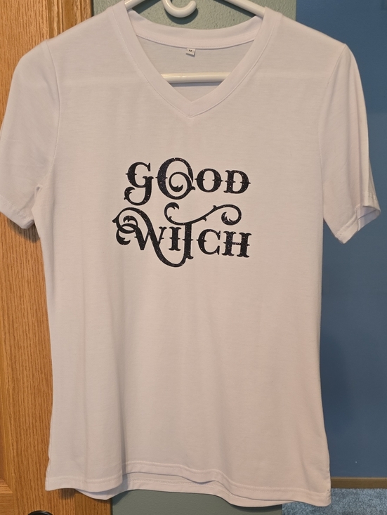 Cricut Tops - Women's Good Witch White V-Neck Graphic Tee